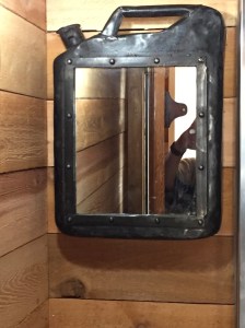 We found this mirror made from an old jerry-can at The Antique Market on Franklin Street in East Vancouver